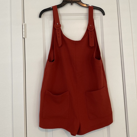 Forever 21 Red Orange Shortalls Romper (w/tag) - Picture 2 of 8